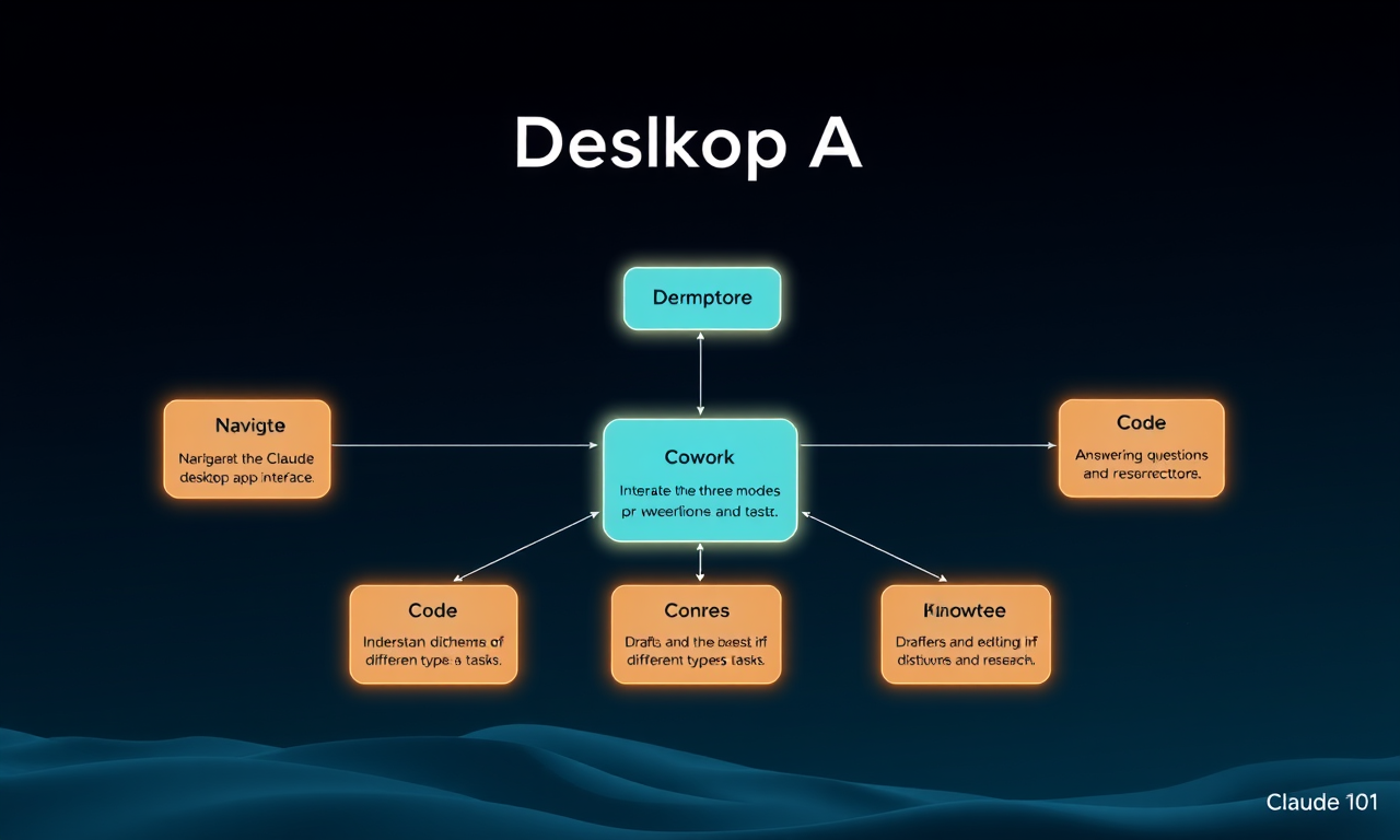 Claude desktop app: Chat, Cowork, Code — diagram