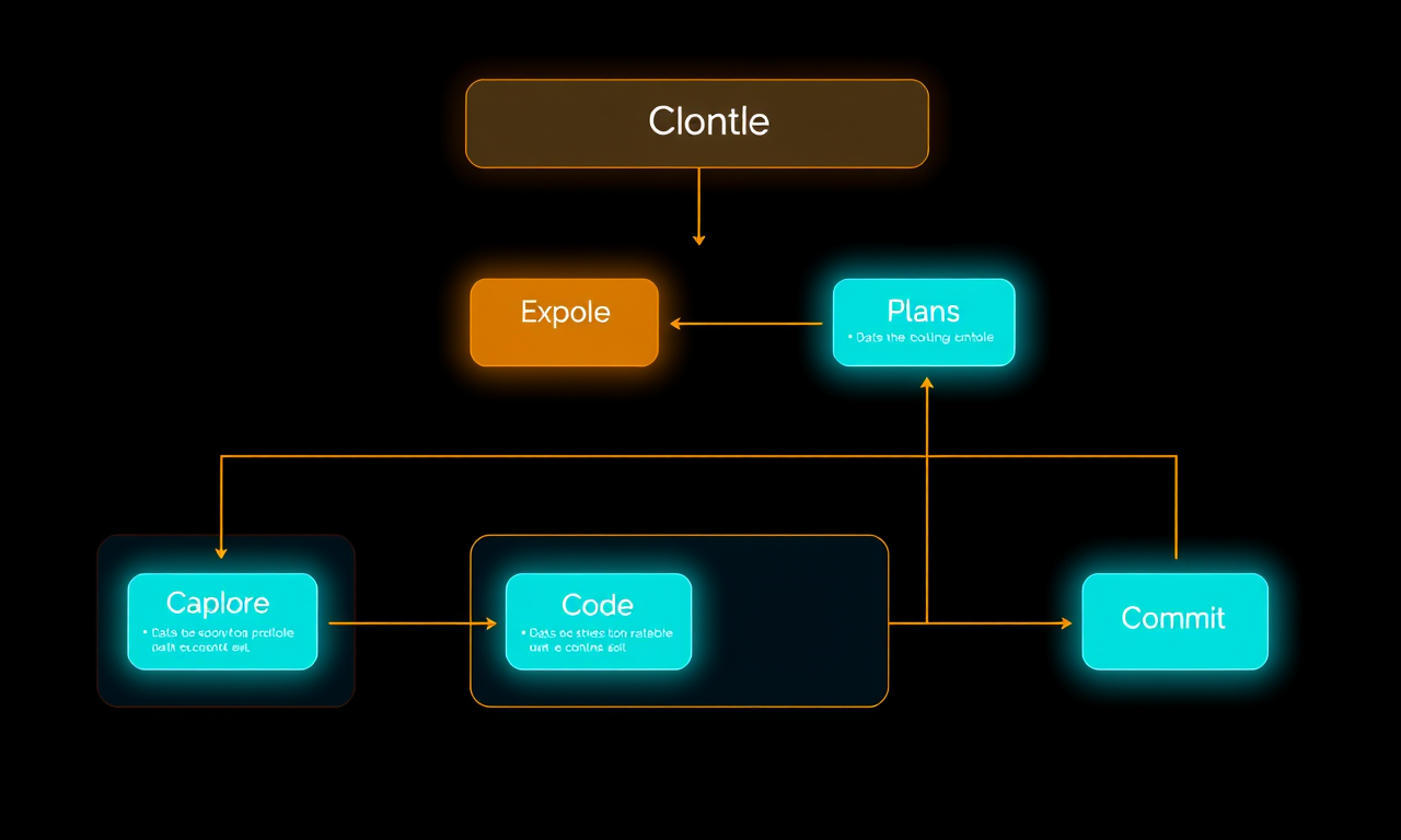The explore → plan → code → commit workflow — diagram